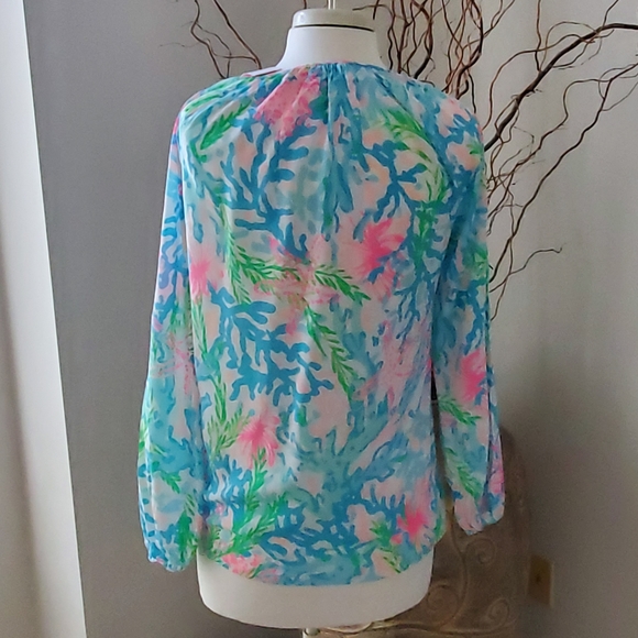 New Rare Lilly Pulitzer Willa Top Multi Coral Bay - Picture 3 of 4